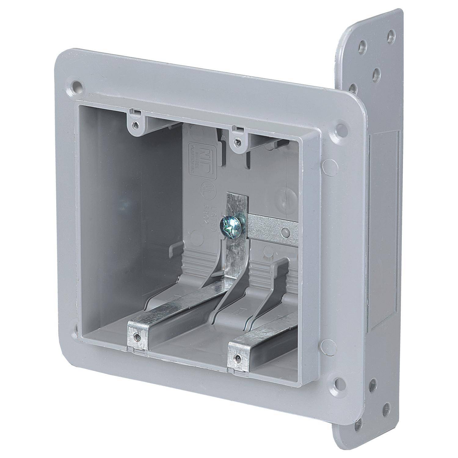 NuTek® 2WSW-US Non-Gangable Non-Metallic Device Box, Plastic, 33 cu-in Capacity, 2 Gangs, 3-3/4 in L x 4 in W x 2-3/4 in D