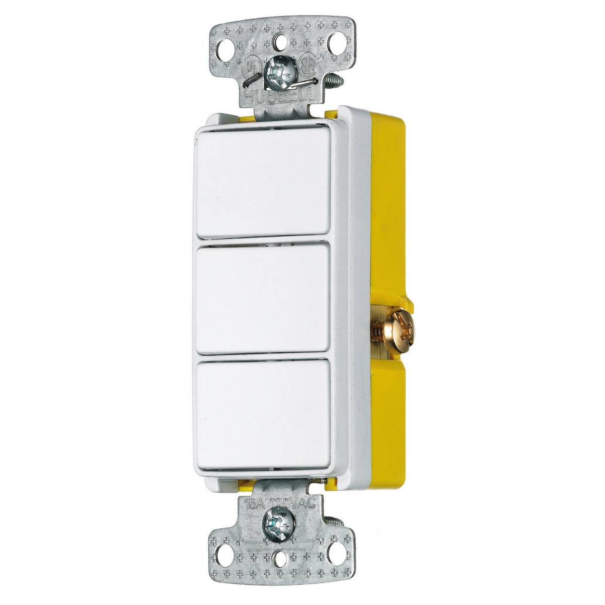 Wiring Device-Kellems RCD111W Decorator 2-Position Standard Combination Switch, 120/277 VAC, 15 A, 4155 W Power Rating, 2-Position Contact