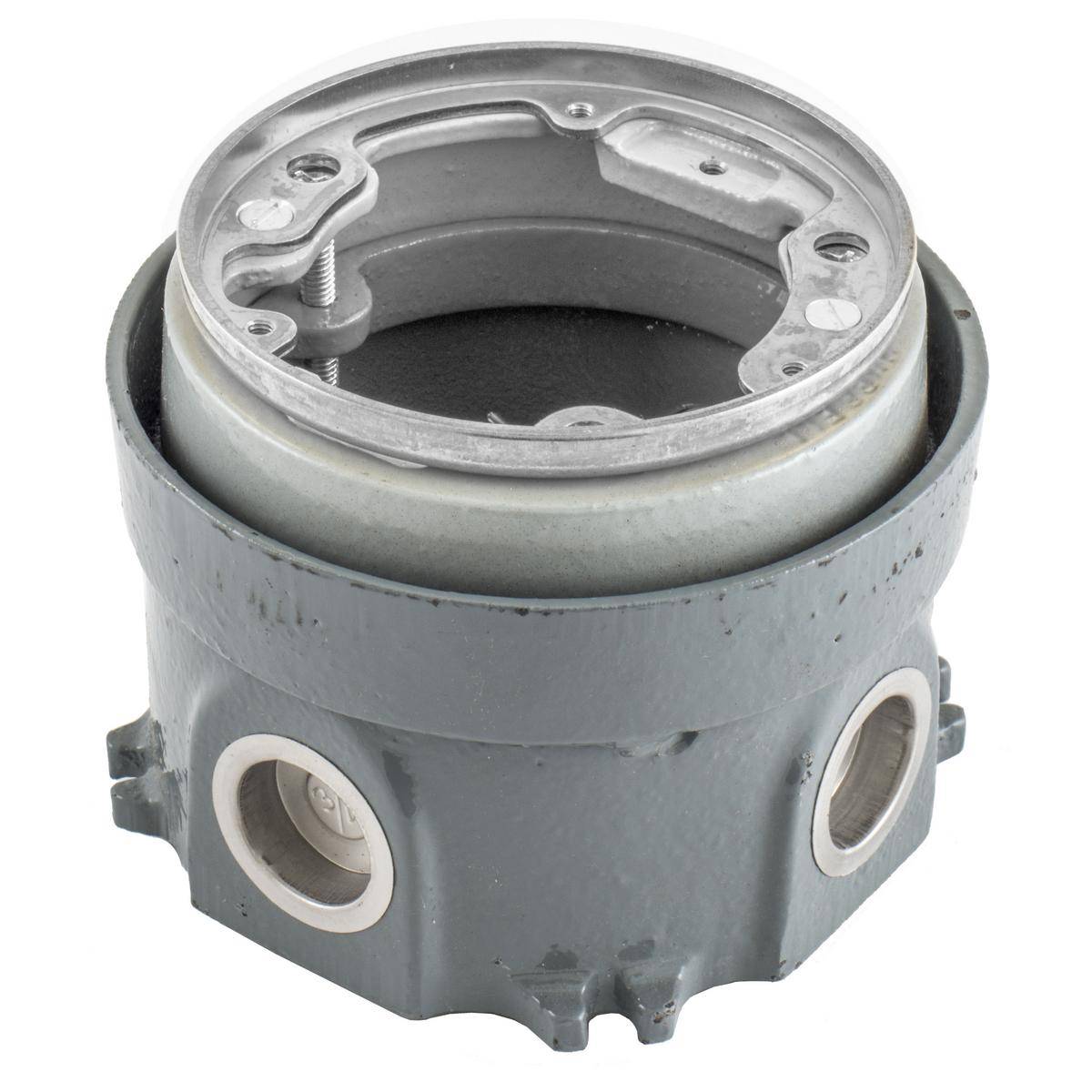 Wiring Device-Kellems BA2503 Deep Fully Adjustable Concrete Floor Box, Cast Iron, 36 cu-in Capacity, 1 Gangs, 4 Knockouts, 5 in L x 4.63 in W x 3.75 in H