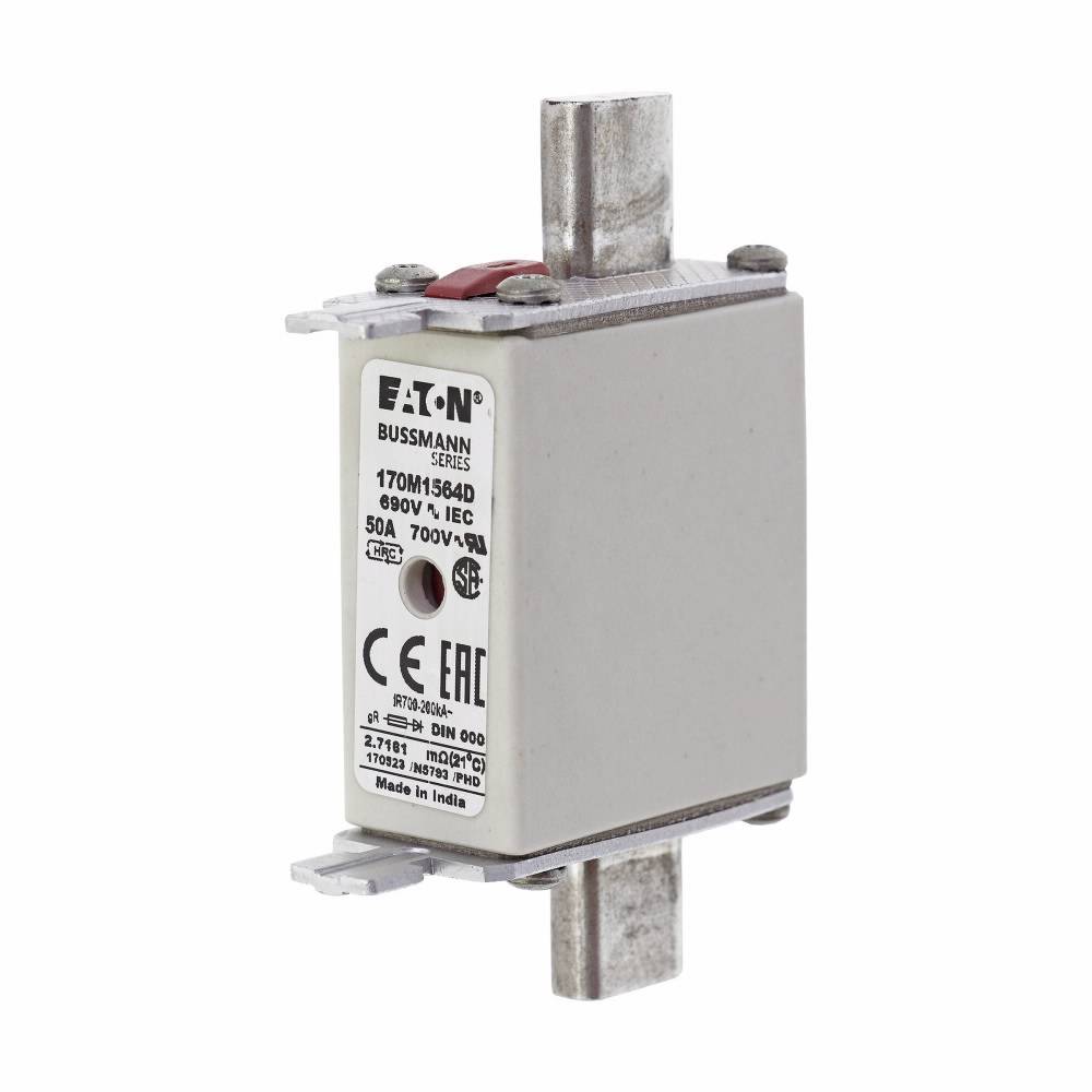 Bussmann 170M1564D Square Body Type T High Speed Fuse, 50 A, 690 VAC, 200 kA Interrupt, Class: gR, Square Body