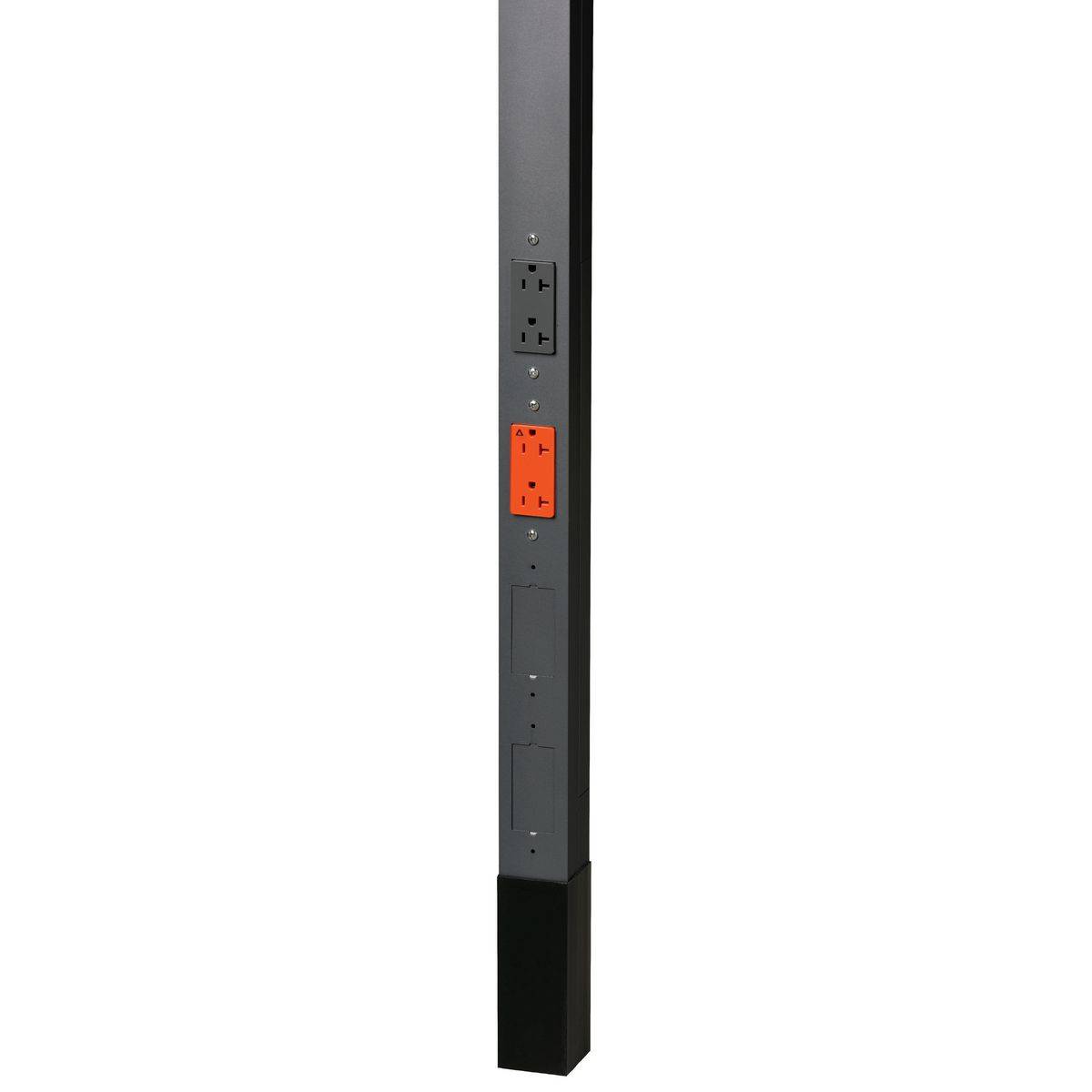 Wiring Device-Kellems HBLPP10IGBK 19-Strands Pre-Wired Service Pole With Isolated Ground, (2) Receptacles, (2) Knockouts Capacity, 4 Outlets, 10 ft 2 in L x 2.13 in W, Aluminum