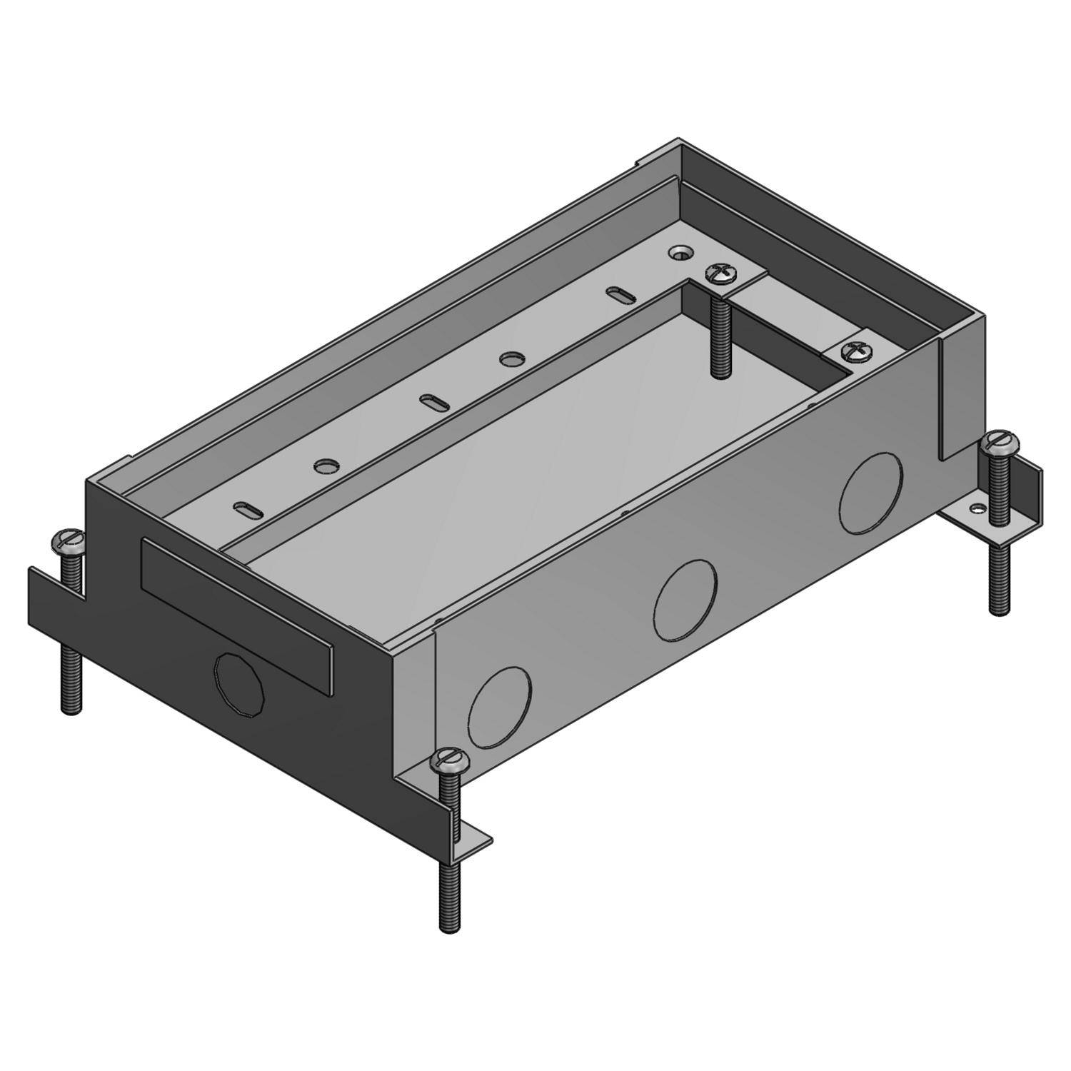 Steel City® 743S 740 Flush Service Shallow Floor Box, Stamped Steel, 78 cu-in Capacity, 3 Gangs, (3) Outlets, (14) Knockouts, 7-1/4 in L x 5-1/2 in W x 2-5/8 in H