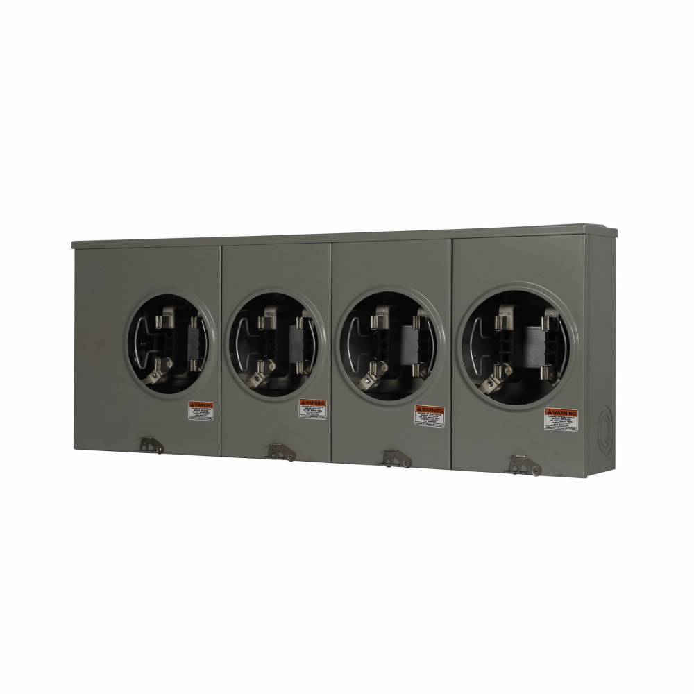EATON Cutler-Hammer 1004405ACH 3-Wire Horizontal Ganged Multi-Position Single Meter Socket With Horn Bypass, 600 VAC, 100 A, 1 Phase