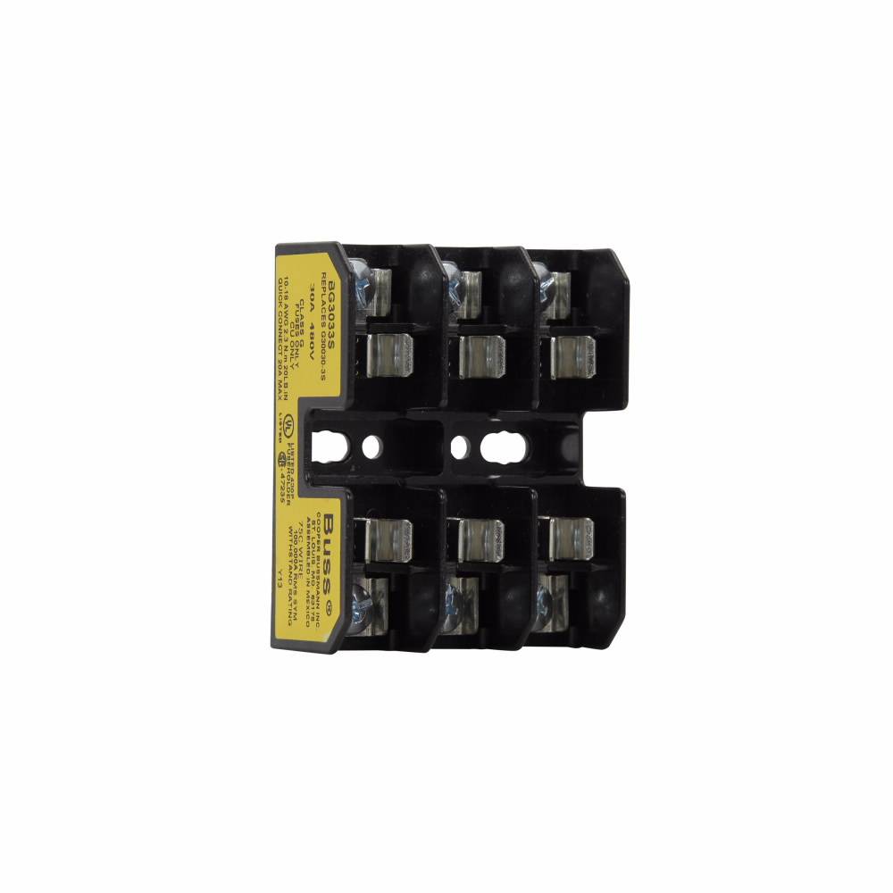 Bussmann BG3033S Open Fuse Block, 480 V, 25 to 30 A, Class: G, 14 to 10 AWG Wire, 3 Poles
