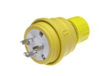 Woodhead® 26W48 130147 Locking Blade Plug, 250 V, 20 A, 2 Poles, 3 Wires, Yellow