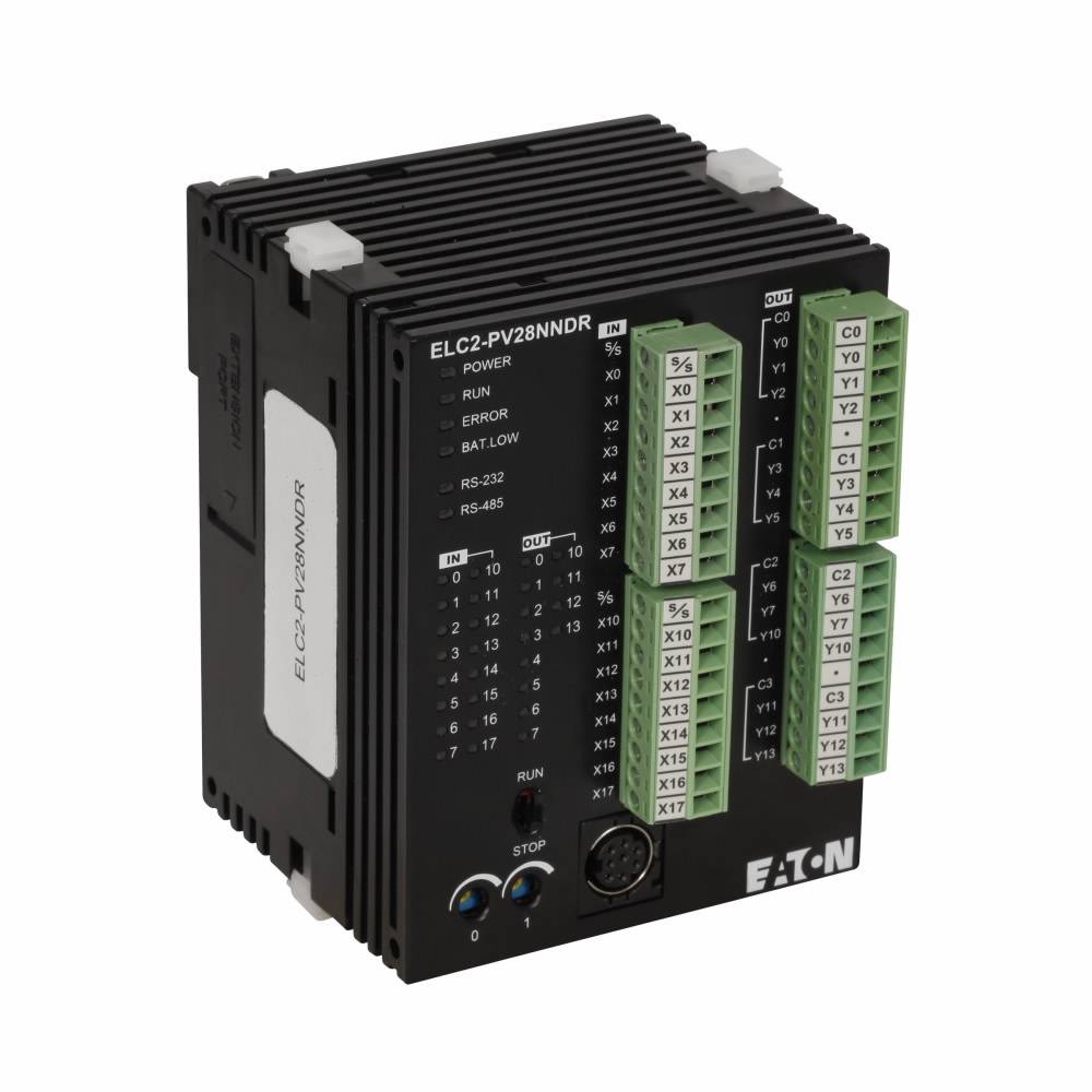 EATON ELC2-PV28NNDR Type ELC2 Advanced Programmable Logic Controller, 24 VDC, 5 mA, 16-Digital Inputs, 12 Outputs