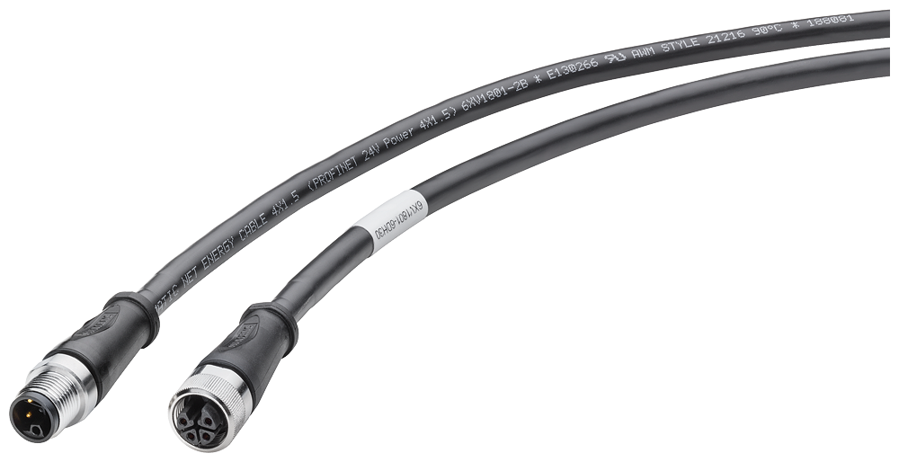 Siemens 6XV18016DH10 Harness Silicon-Free Power Connecting Cable With M12 Socket, M12, 1 m L Cable, 4 Poles