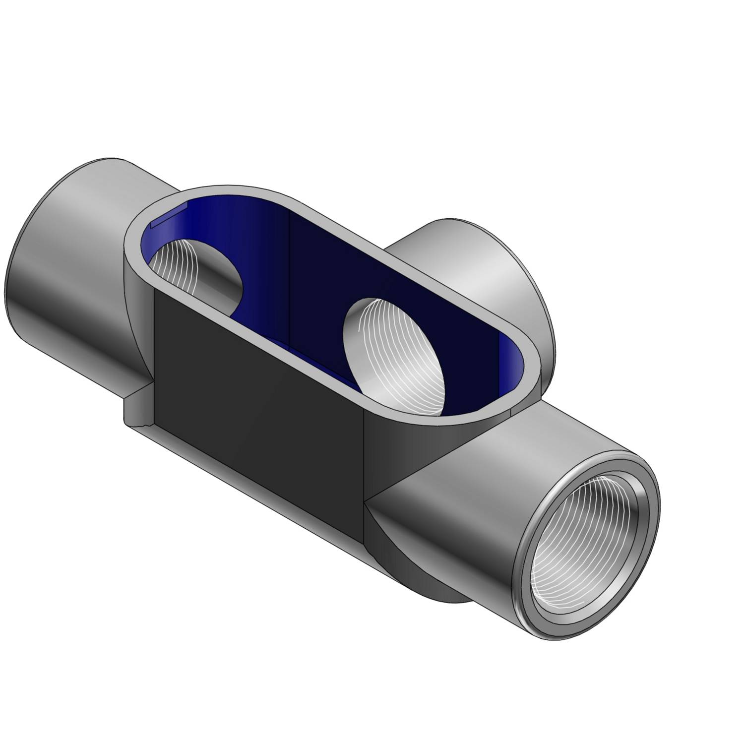 T&B® BlueKote® T17 Type T Conduit Body, 1/2 in Hub, Form 7 Form, 6 cu-in Capacity, Iron, Epoxy Powder Coated/Zinc Plated
