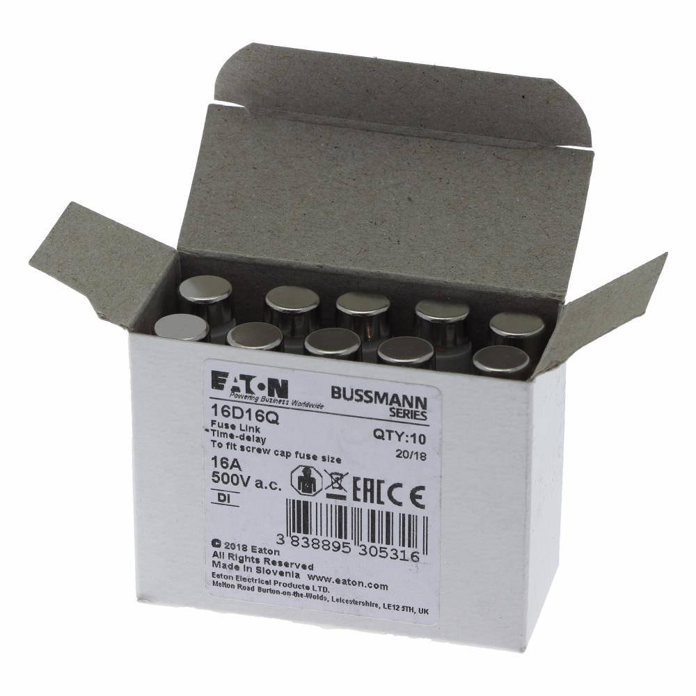 Edison 16D16Q Fast Acting Fuse, 16 A, 500 VAC, 50 kA Interrupt