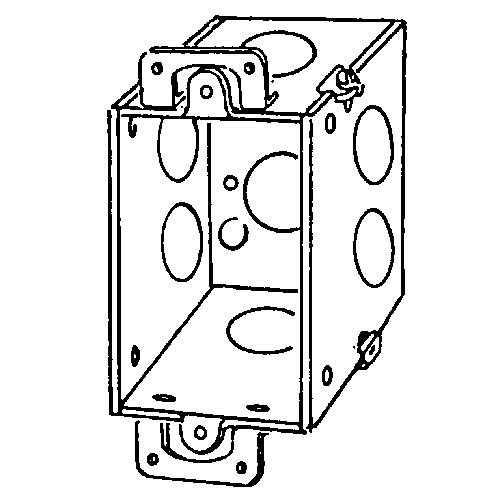 Appleton® 333 Square Corner Gangable Switch Box, Steel, 14 cu-in Capacity, 1 Gangs, 7 Knockouts