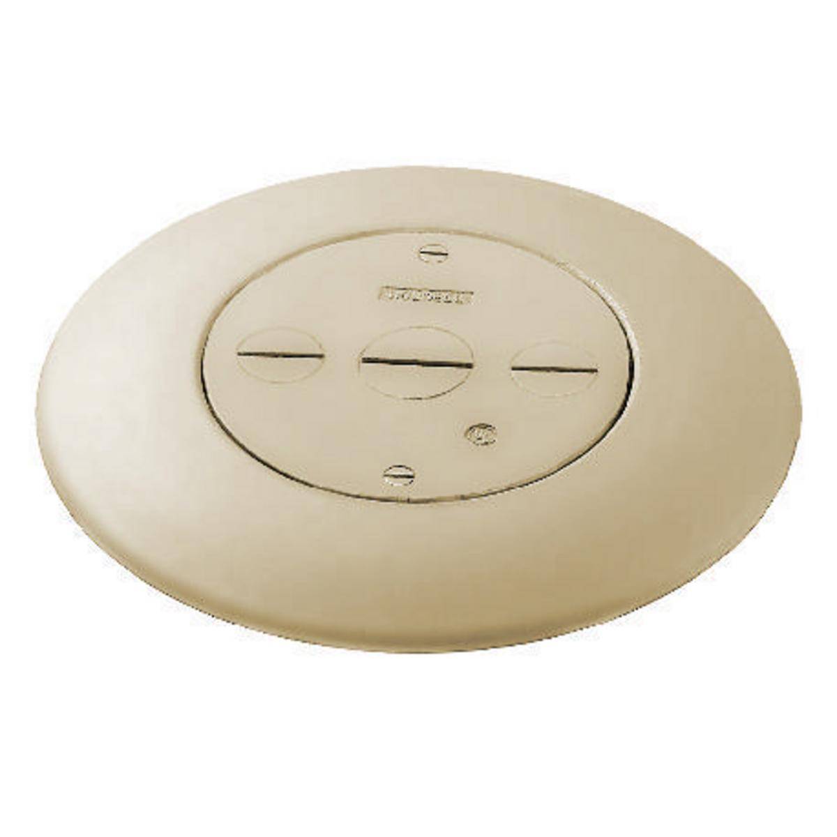 Wiring Device-Kellems FRF3I 3-Service Furniture Feed Standard Sized Flush Plate, 5.62 in Dia, Aluminum