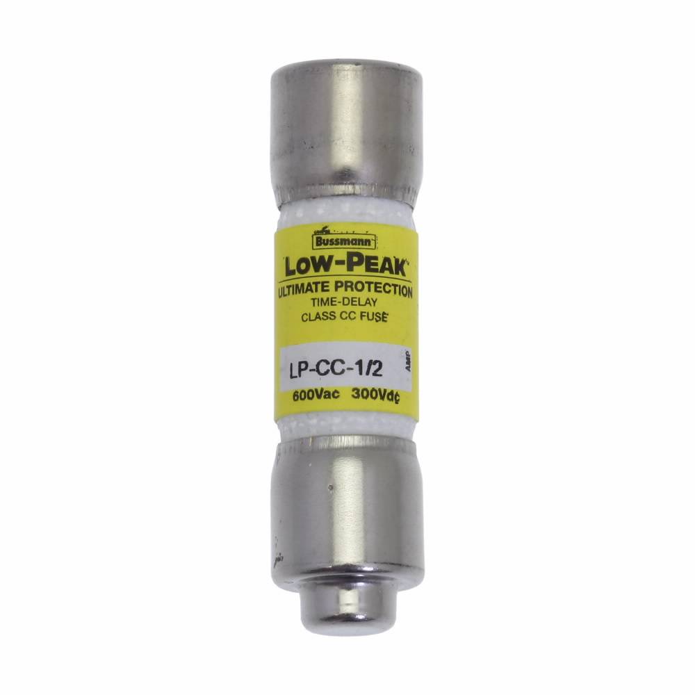 Bussmann Low-Peak™ LP-CC-1/2 Current Limiting Time Delay Fuse, 0.5 A, 600 VAC/300 VDC, 20/200 kA Interrupt, CC Class, Cartridge Body