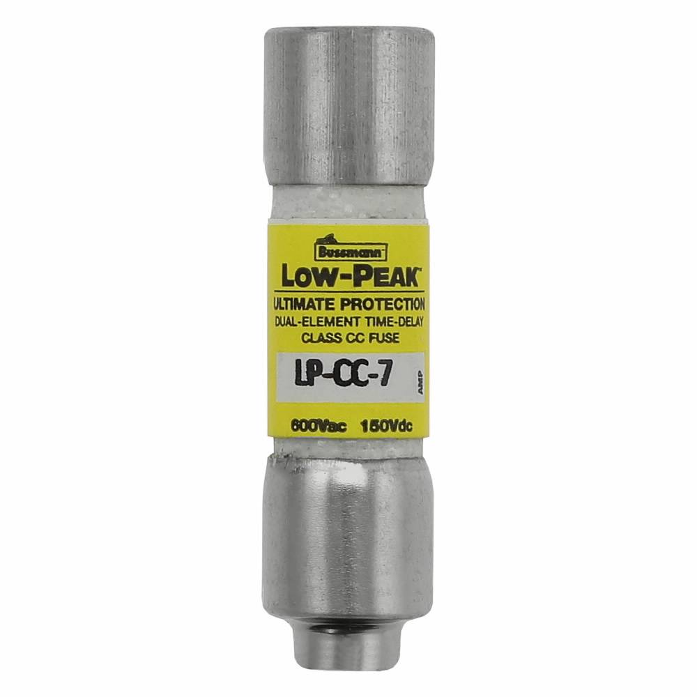 Bussmann Low-Peak™ LP-CC-7 Current Limiting Time Delay Fuse, 7 A, 600 VAC/150 VDC, 20/200 kA Interrupt, CC Class, Cylindrical Body