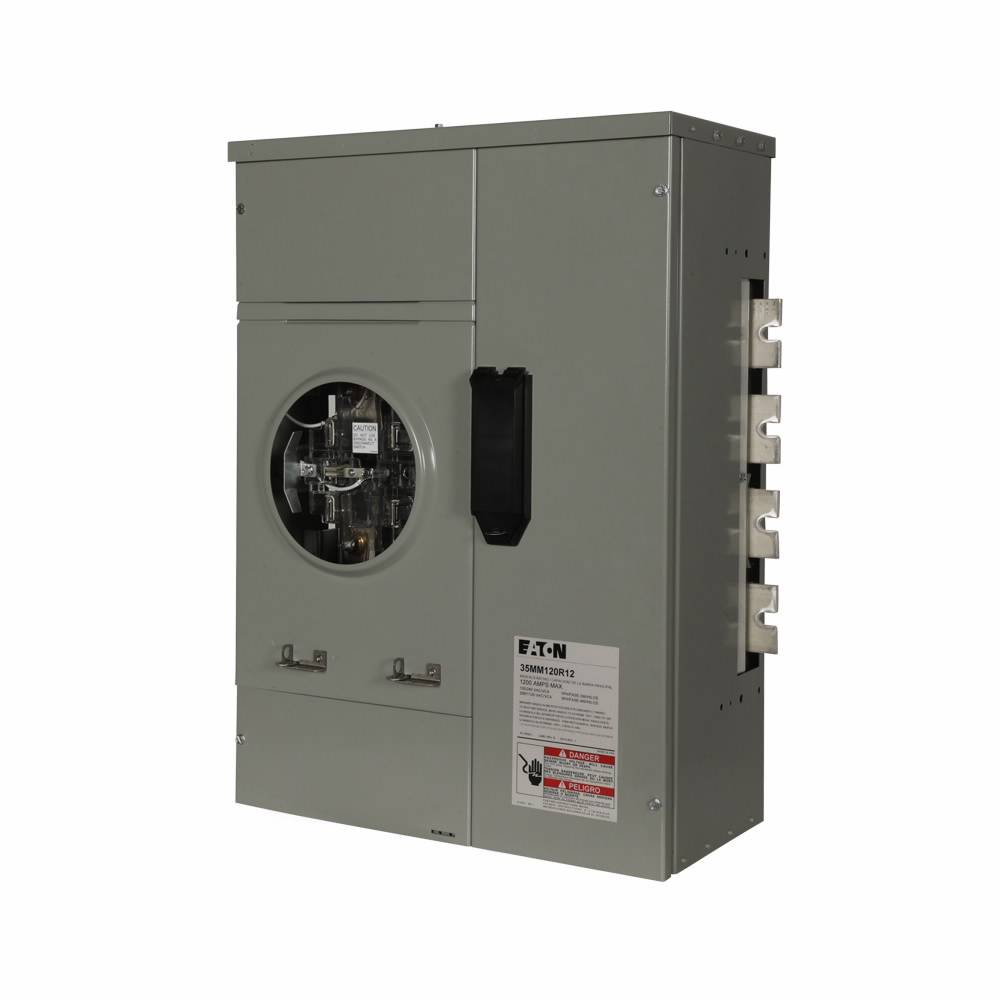 EATON 35MM140HR1240NY 1-Meter 5-Jaw Plug-In Meter Stack Module With Ringless Style Cover and Lever Bypass, 120/240 VAC, 400 A, 3 Phase, 4 Wires, NEMA 3R Enclosure