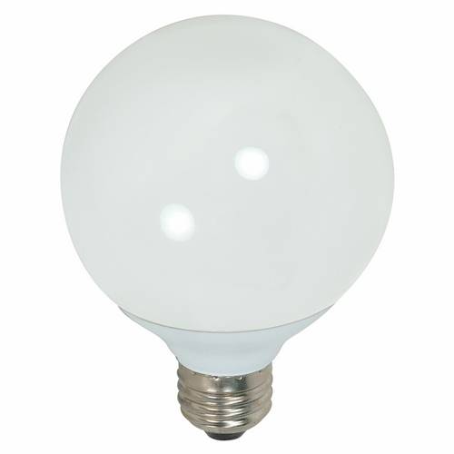 SATCO® S7305 Compact Fluorescent Lamp, 15 W, E26 Medium CFL Lamp, G25 Globe Spiral Shape, 820 Lumens Initial Lumens