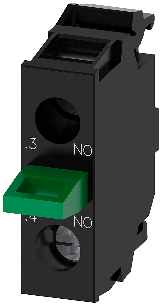 Siemens SIRIUS ACT 3SU14002AA101LA0 Standard Contact Module, 1NO Contact, 10 A at 24 VAC, 0.1 A at 500 VDC Contact, Gold Plated Contact, Black