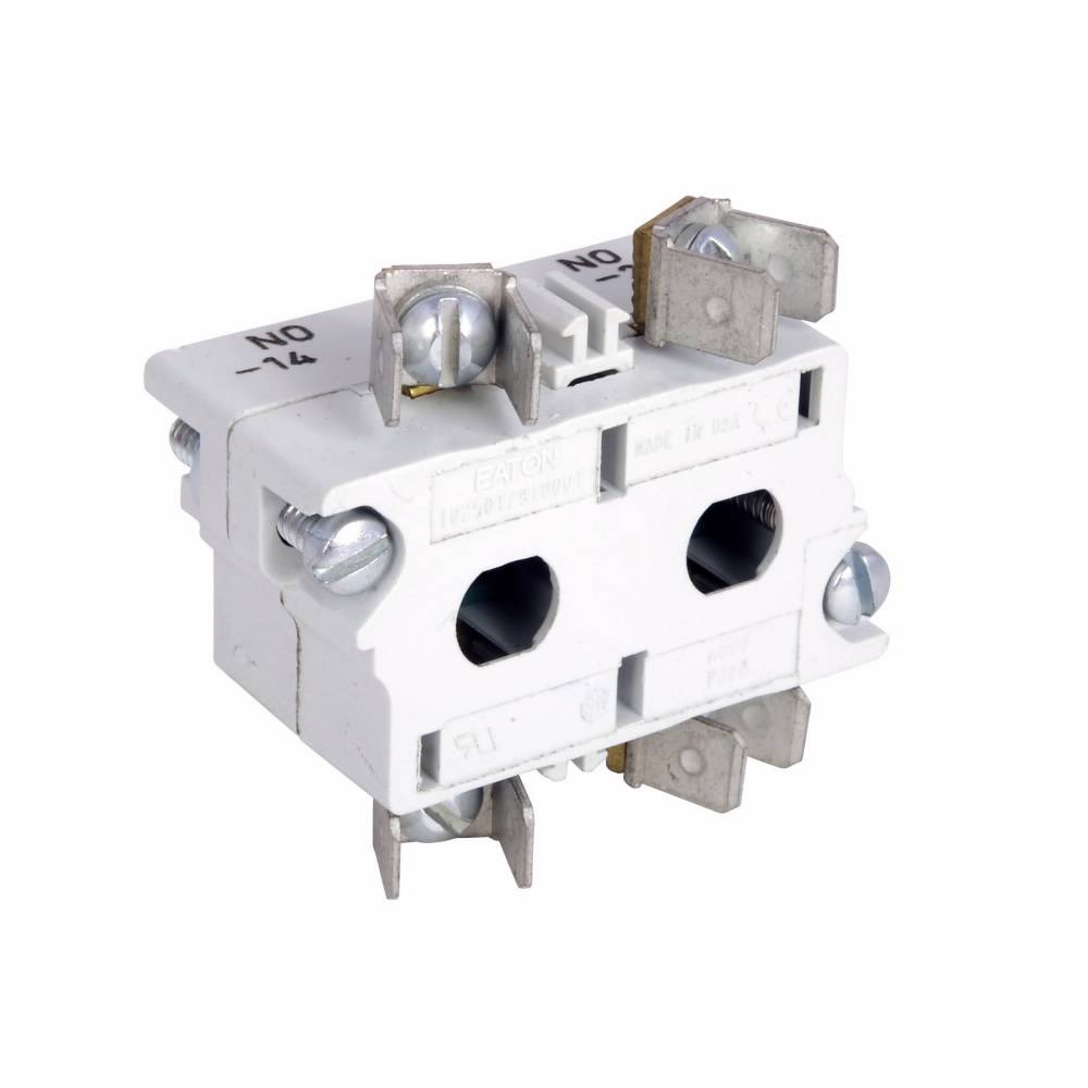 EATON 10250T41C Heavy Duty Oil/Watertight Standard Contact Block, 30.5 mm, 2NO Contact, 10 A at 600 VAC Contact, Silver Contact, Amber