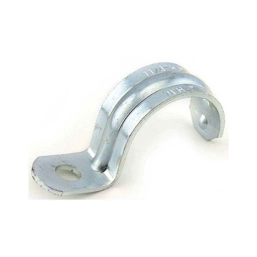 Bridgeport® 904-S 1-Hole Pipe Strap, 1-1/4 in, For Use With IMC/Rigid Conduit, Steel, Electro-Plated Zinc