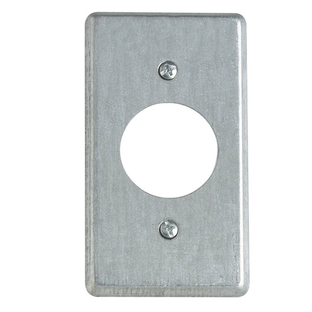 Steel City® 58-C-5-WOBC Outlet Utility Box Cover With 1-13/32 in Dia Hole, 4 in L x 2-1/8 in W x 1/4 in D, Single Receptacle Cover, Steel