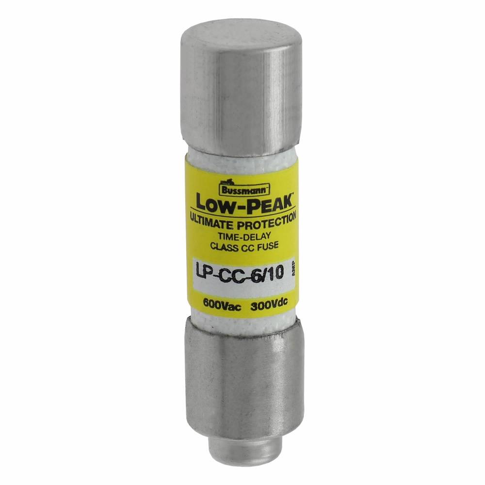 Bussmann Low-Peak™ LP-CC-6/10 Current Limiting Time Delay Fuse, 6/10 A, 600 VAC/300 VDC, 200 kA Interrupt, CC Class, Cylindrical Body