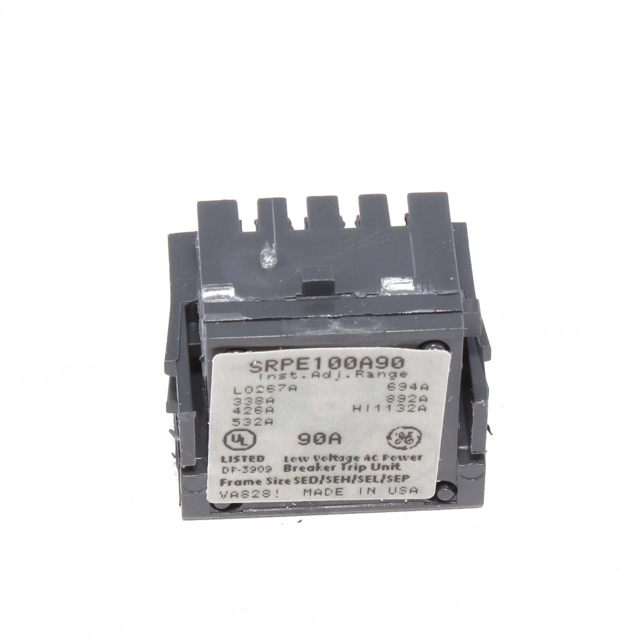 GE Power Break® II Spectra RMS® SRPE100A90 Rating Plug, 100 A, 90 A Plug Current, SE150 Frame