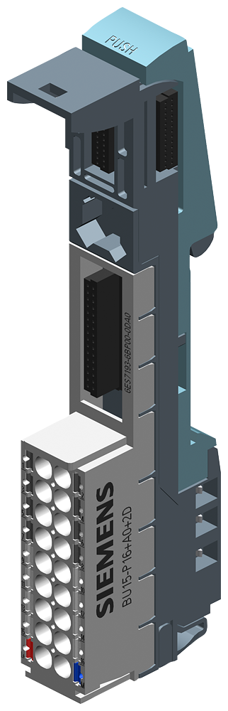 Siemens 6AG21936BP004DA0 SIPLUS ET 200SP Type A0 Push-In Terminal Base Unit, 24 VDC, 10 A Line, DC Voltage Input
