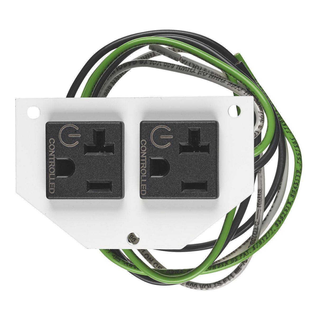 PREMISE WIRING Wiring Device-Kellems SystemOne™ ScrubShield® S1R10PSPZC Perimeter Fire Rated Poke Through Recessed Standard Sub-Plate With (2) 20 A Pre-Wired Receptacles with 24 in Lead, Isolated Ground Sticker, Power Control, 3.3 in L x 2.08 in W