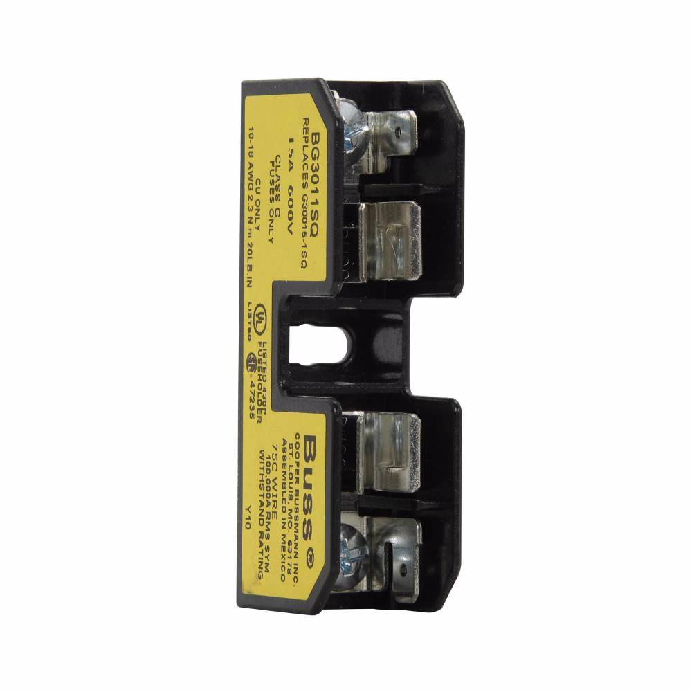 Edison BG3011PQ Open Style Fuse Block, 600 VAC/VDC, 15 A, Class: G, 18 to 10 AWG Wire, 1 Pole
