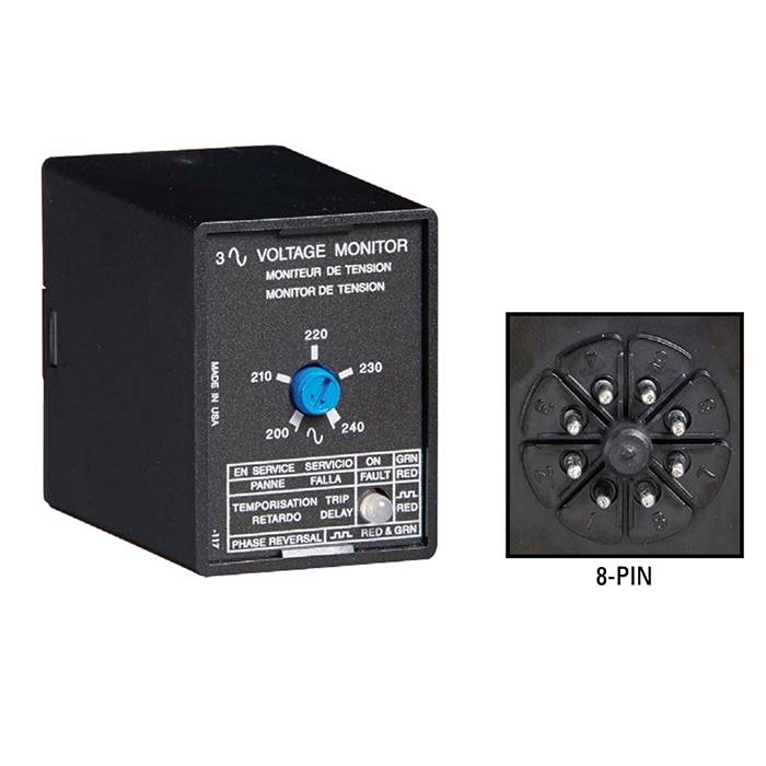 Littelfuse® SSAC® PLM6405 3-Phase Electro Mechanical Voltage Monitoring Relay, 240 VAC, 8 Pin, SPDT/(1 Form C) Contact