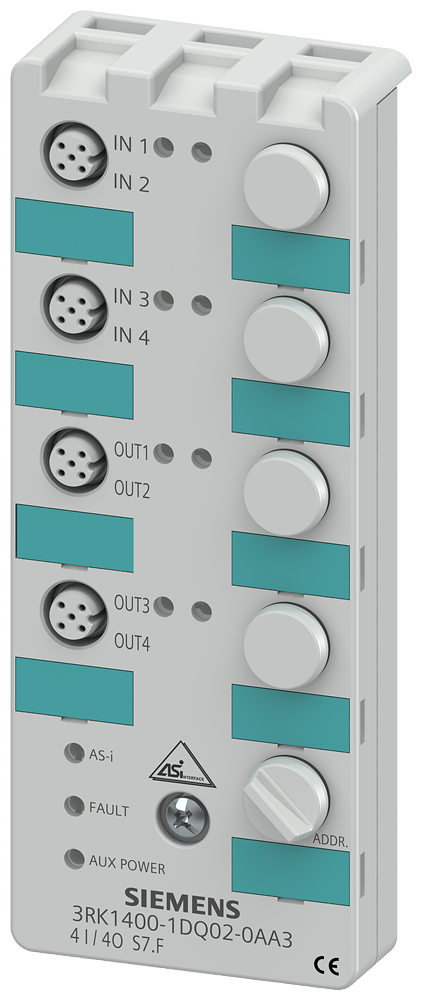 Siemens 3RK1400-1DQ02-0AA3 AS-Interface Compact Module, 4 Inputs, 4 Outputs