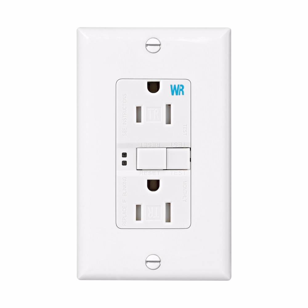EATON Arrow Hart™ Eaton Wiring Devices TWRSGF15W Duplex Self-Test Tamper Weather-Resistant GFCI Receptacle, 125 VAC, 15 A, 2 Poles, 3 Wires, White