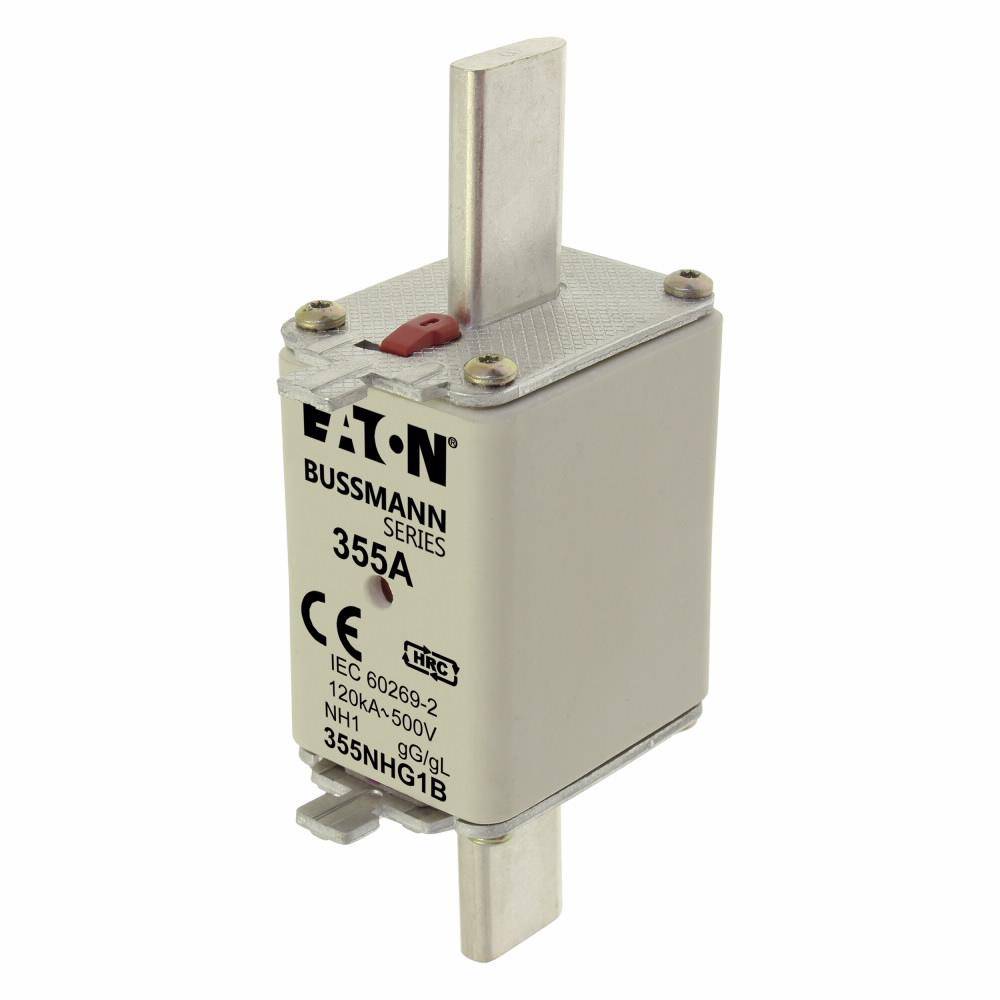 Bussmann 355NHG1B Size 1 Dual Indicator Low Voltage NH Fuse Link, 440 V, 355 A, For Use With Class C/gG/gL Fuse, Ceramic