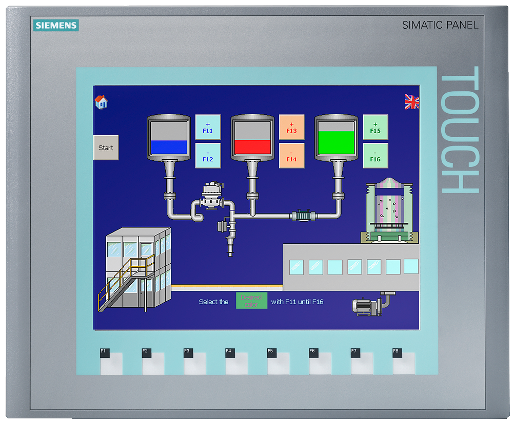 Siemens 6AV66470AE113AX0 KTP1000 HMI Basic Panel, 158.4 mm H x 211.2 mm W TFT Display, 8 Keys, MPI/PROFIBUS DP