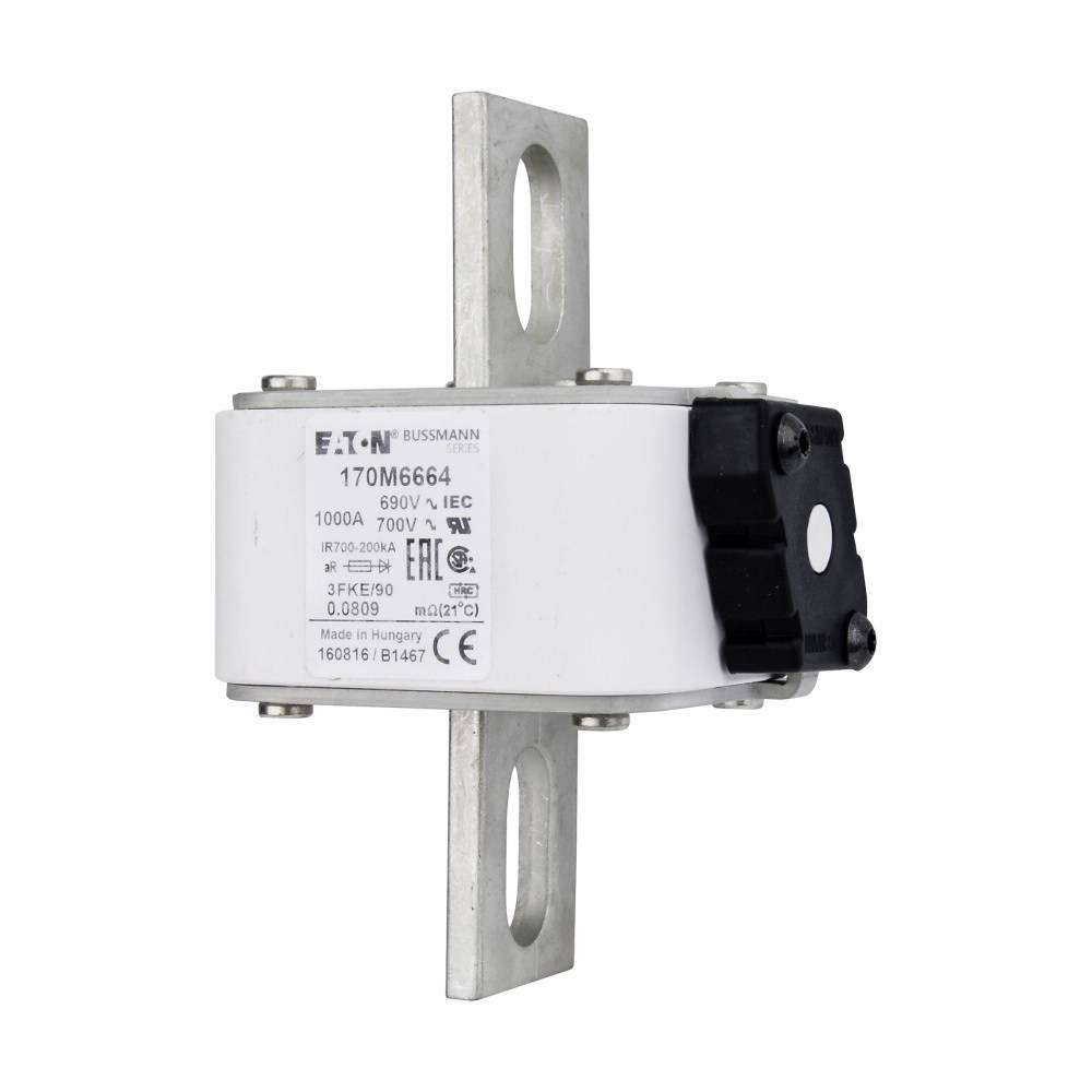 Bussmann 170M6664 Type FKE US Style High Speed Fuse, 1000 A, 690 V, 200 kA Interrupt, Class: aR, Square Body