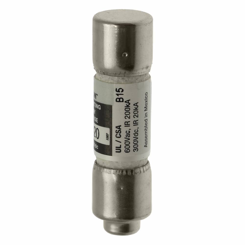 Bussmann Limitron™ CC-Tron® FNQ-R-20 Advanced Protection Current Limiting High Inrush Low Voltage Time Delay Fuse, 20 A, 600 VAC/300 VDC, 20/200 kA Interrupt, CC Class, Cartridge Body