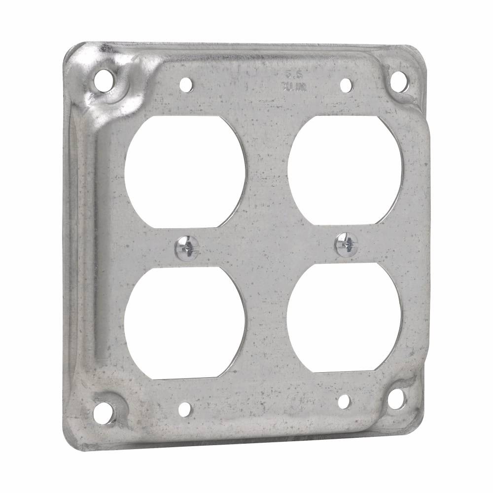 Crouse-Hinds TP510 1/2 in Raised Square Box Cover, 4 in L x 4 in W, Steel