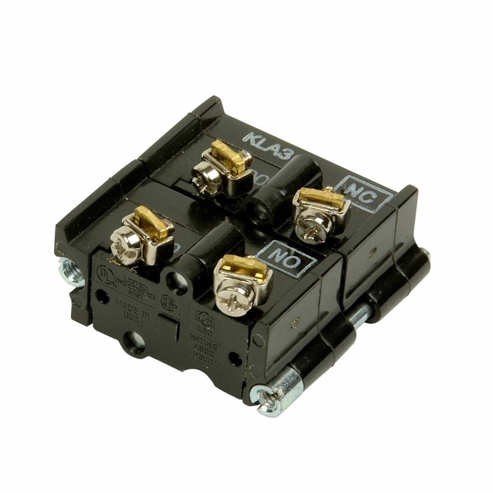EATON E30KLA3 Multi-Function Square Standard Contact Block, 30.5 mm, 1NC-1NO Contact, 10 A at 600 VAC, 10 A at 250 VDC Contact, Silver Contact
