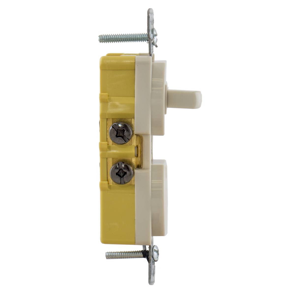 Wiring Device-Kellems tradeSELECT™ RC108LATR 2-Position Snap Action Tamper-Resistant Toggle Self-Grounding-Grounding Combination Switch and Receptacle, 15 A at 120/125 VAC, 1 Poles, 3 Wires