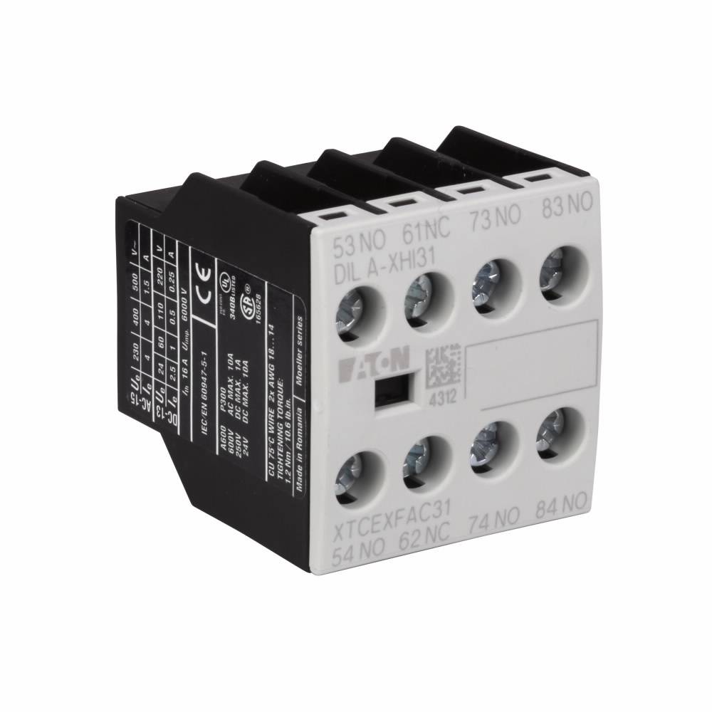 EATON XTCEXFBG40 4-Pole Auxiliary Contact, 500 VAC, 1.5 to 6 A, 4 Contacts