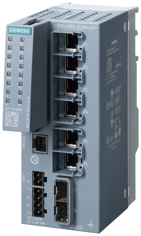 Siemens SIMATIC 6GK52062BS002AC2 SCALANCE XC206-2 Manageable Layer Ethernet Switch, RJ-45 Port, PRP/Telnet/HTTP/HTTPS/TFTP/DCP/GMRP/LLDP/Ethernet/IP/SNMP v1, v2, v3 Protocol