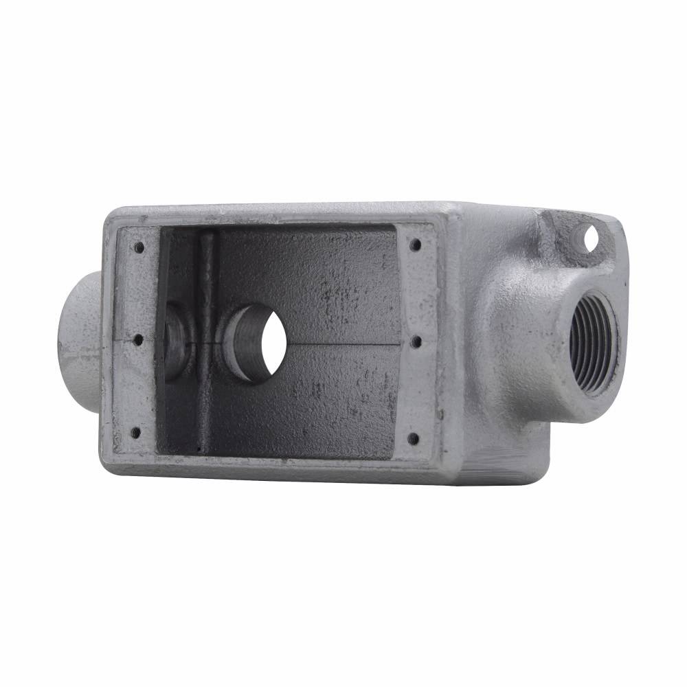 Crouse-Hinds Condulet® FSCA2 Type FSC 3-Outlet Shallow Device Box With Mounting Lug, 3/4 in Trade, 1 Gang, Feraloy Iron Alloy, Electro-Galvanized