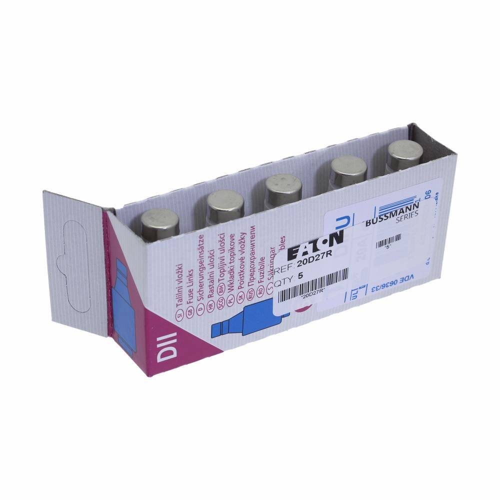 Bussmann 20D27R Type D Size DII Diazed Ultra Rapid Fuse Link, 20 A, 500 V, Class: gR