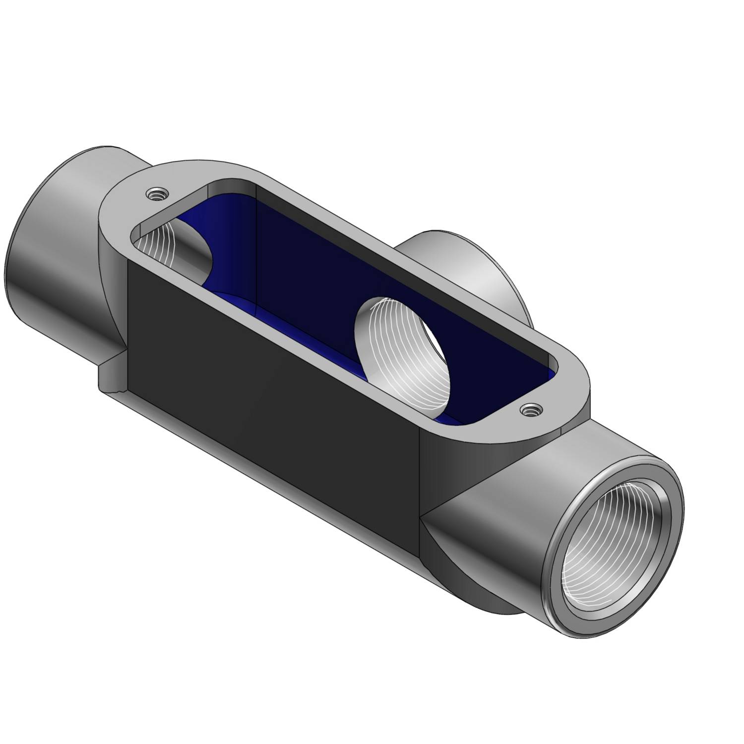 T&B® BlueKote® T78 Type T Conduit Body, 2-1/2 in Hub, Form 8 Form, 110 cu-in Capacity, Iron, Epoxy Powder Coated/Zinc Plated