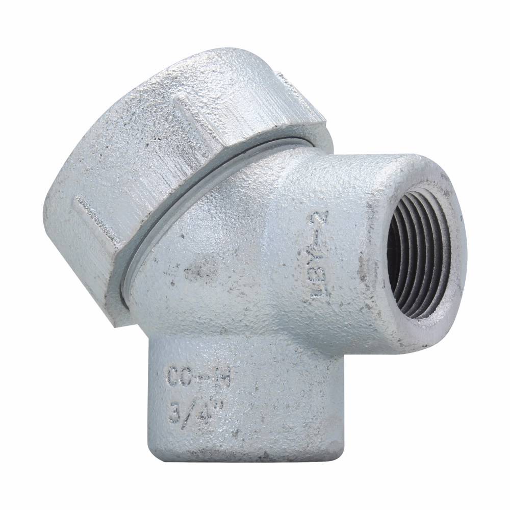 Crouse-Hinds Condulet® LBY35 Service Entrance Pulling Elbow, 1 in Trade, 90 deg, Feraloy® Iron Alloy, Aluminum Acrylic Painted/Electro-Galvanized