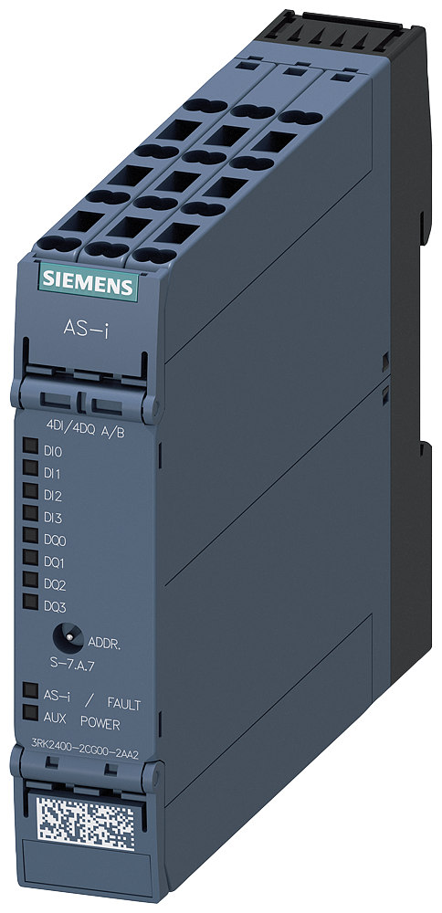 Siemens 3RK24002CG002AA2 AS-I SlimLine Compact Digital Input/Output Module, 4 Inputs, 4 Outputs