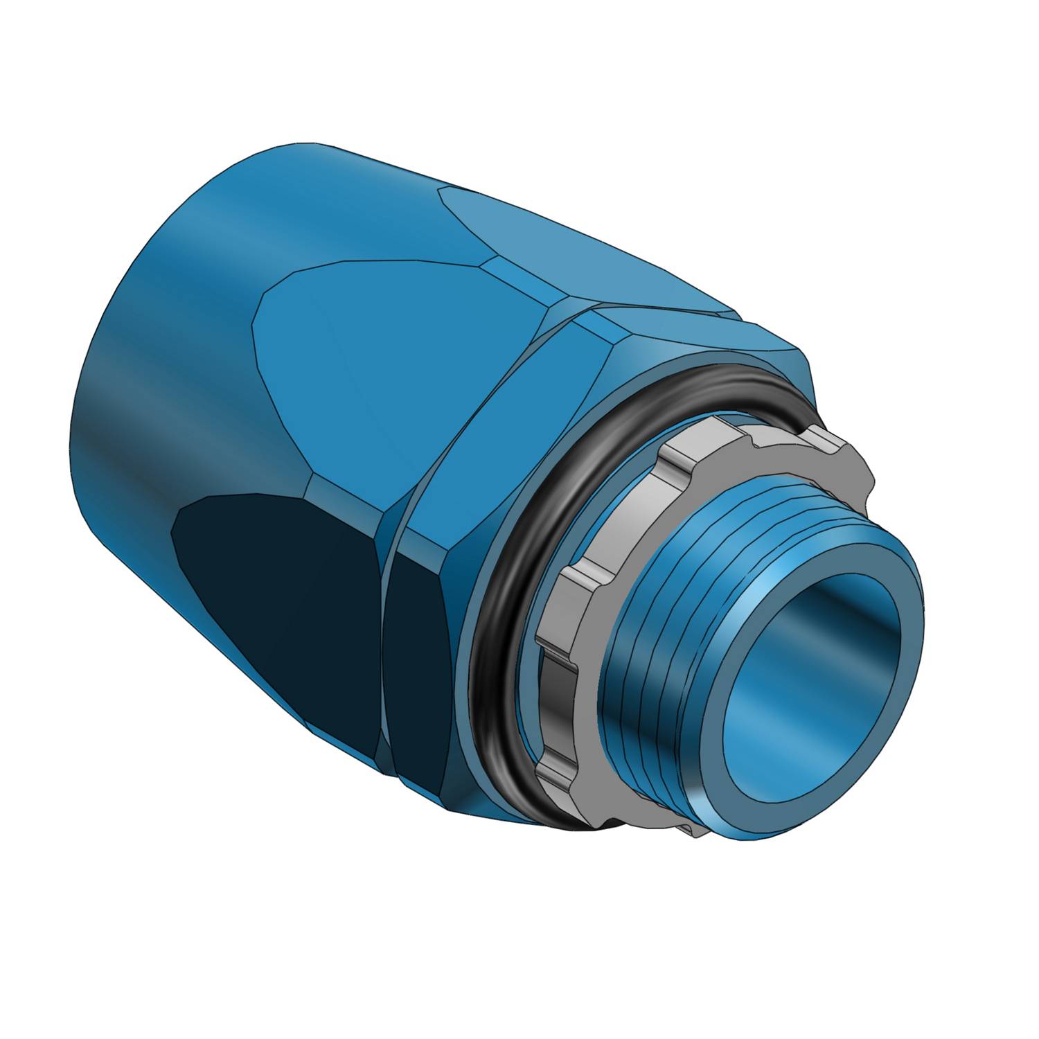T&B® 6304 Straight Conduit Connector With Captive Sealing O-Ring, Tapered Hub Thread, 1 in Trade, Thermoplastic, Electro-Zinc Plated