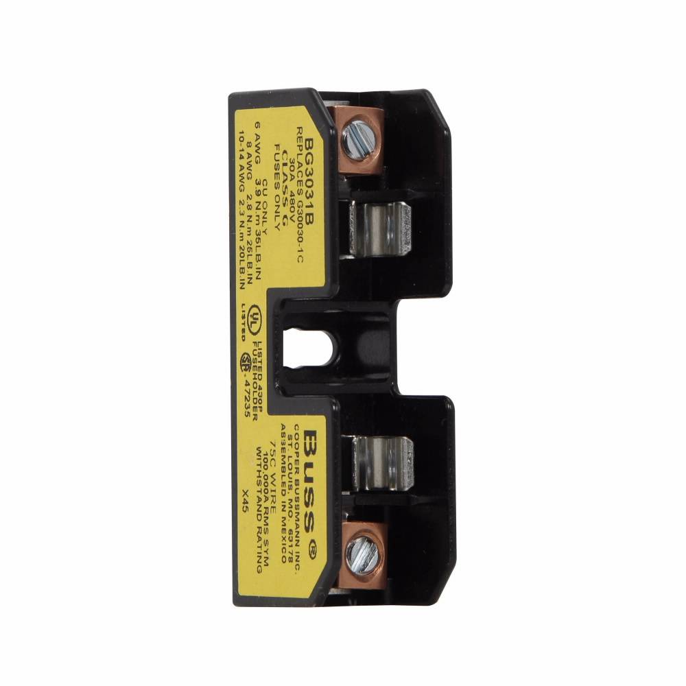 Bussmann BG3031B Open Fuse Block, 480 V, 25 to 30 A, Class: G, 14 to 6 AWG Wire, 1 Pole
