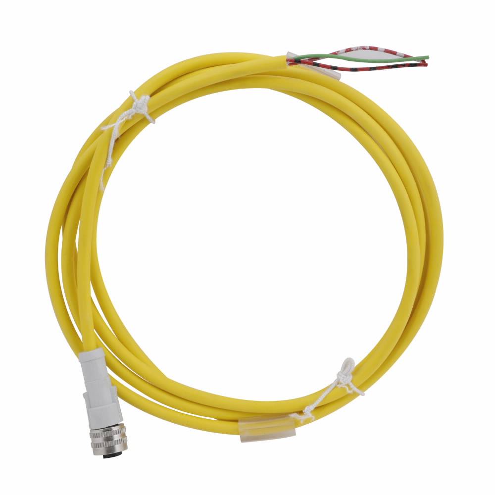EATON CSAS3F3RY2202 Global Plus Photoelectric Sensor Cordset, 3-Pin AC Micro Straight Female Connector, 6-1/2 ft L Cable