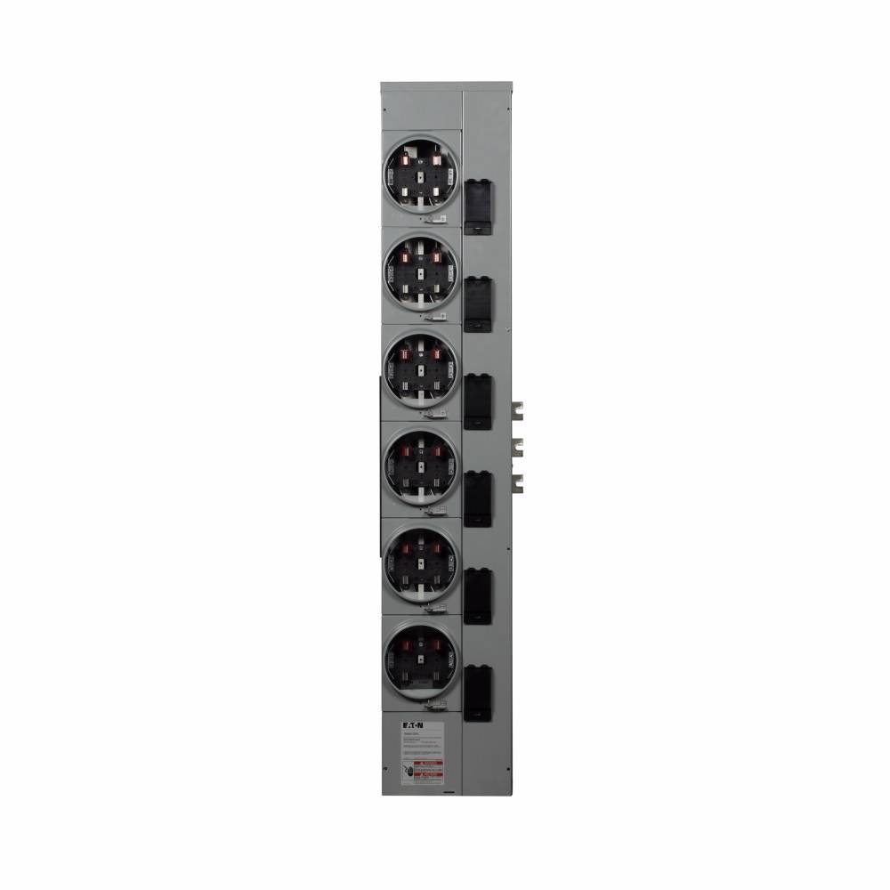 EATON 1MM612RRLC 6-Meter 4-Jaw Multiple Metering Meter Stack Module With Ringless Style Cover, 120/240 VAC, 125 A, 1 Phase, 3 Wires