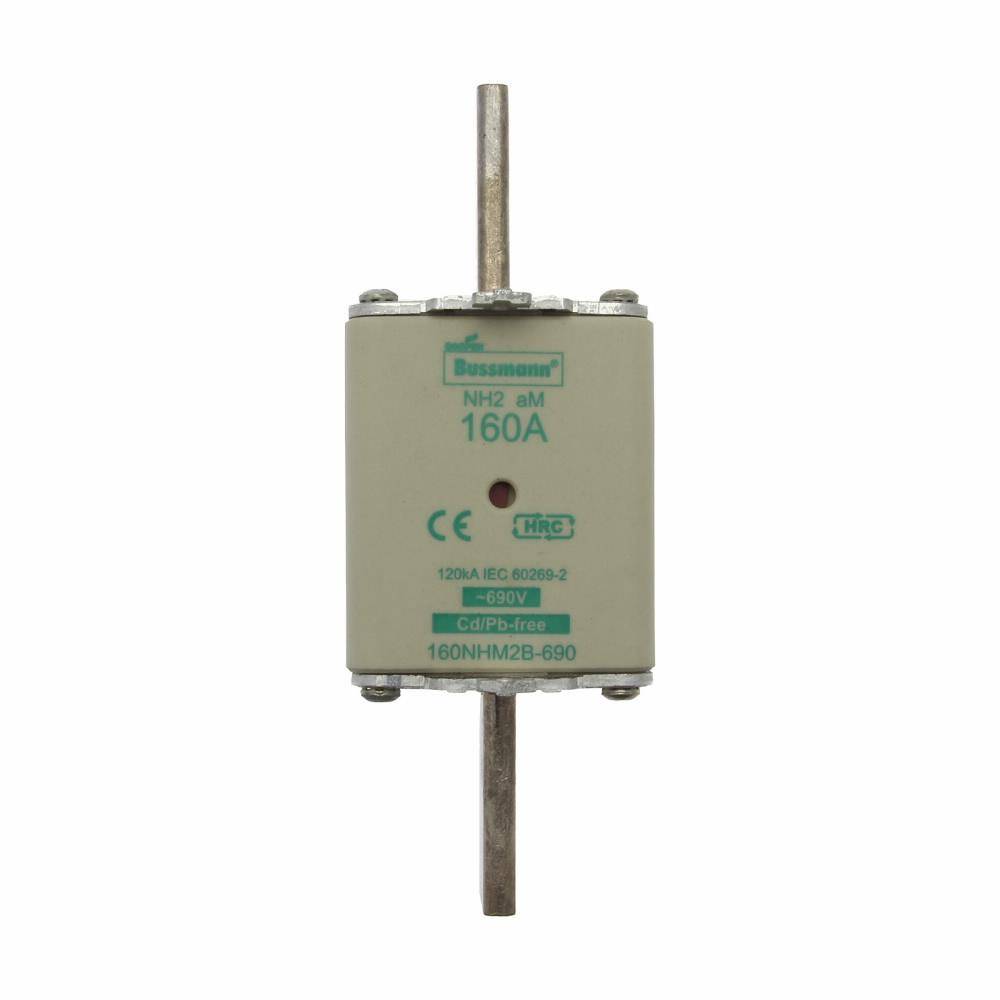 Bussmann 160NHM2B-690 Dual Indicator Low Voltage Size 2 NH Fuse Link, 690 V, 160 A, For Use With Class C/aM/gG/gL Fuse